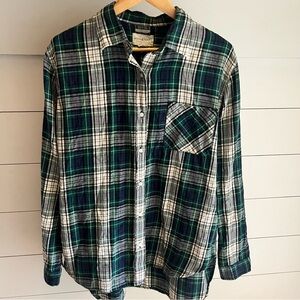 Ralph Lauren Denim & Supply Women's Boyfriend Fit Green and Blue Plaid Shirt XL
